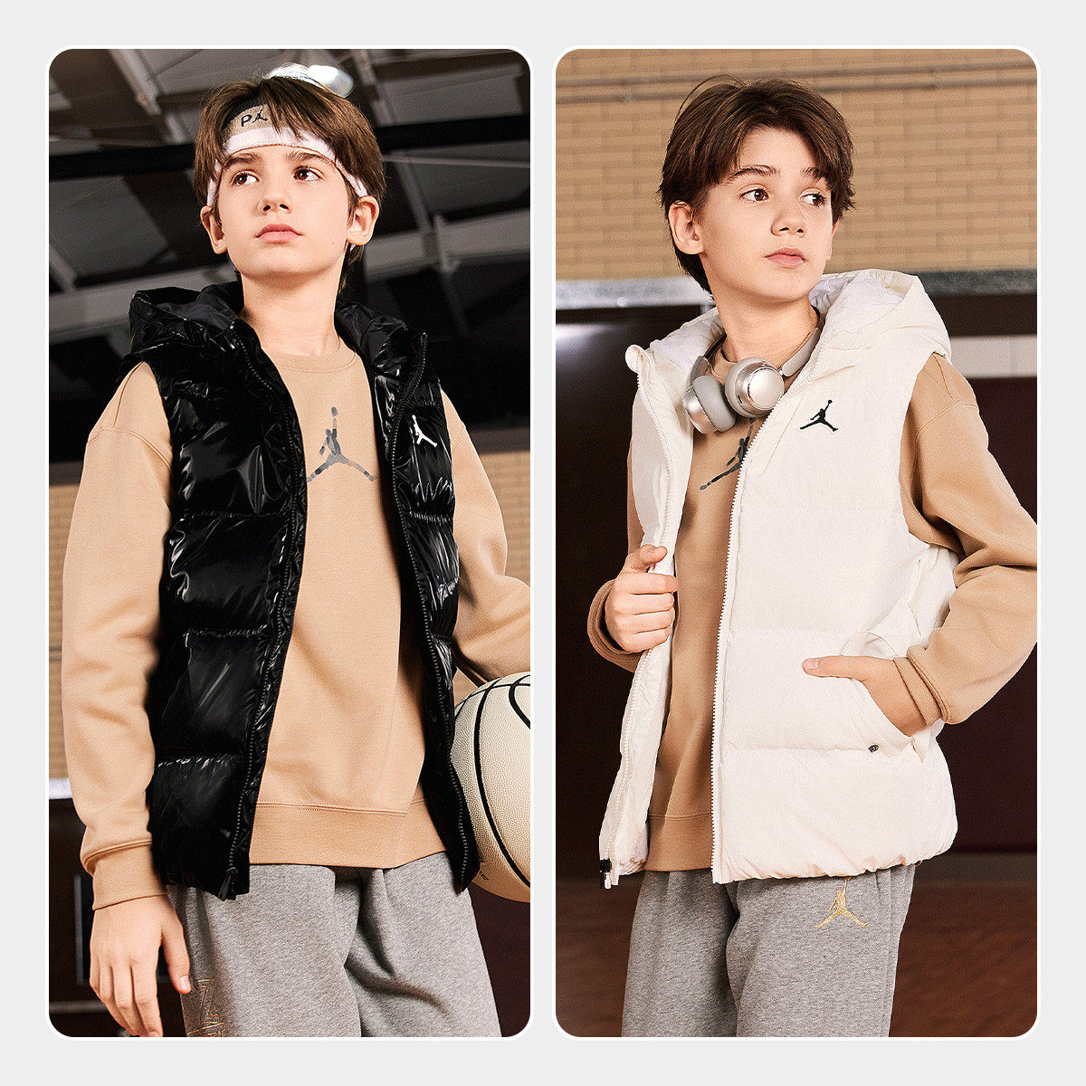 NIKE JORDAN/耐克儿童马甲25冬季新款男童中大童羽绒连帽马甲背心,淘宝优惠券,粉丝福利购,淘宝优惠卷