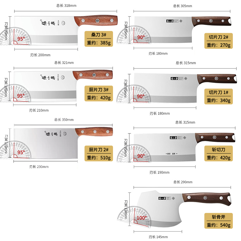 张小泉菜刀厨房家用斩切两用刀官方旗舰店正品不锈钢刀具厨师专用 - 图3