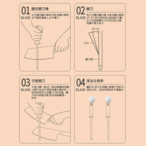 磨刀棒屠夫专用正品钢棒快速磨刀石专业磨刀棍棒家用菜刀磨刀神器 - 图3