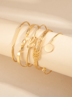 欧美时尚个性夸张简约几何不规则日常搭配通勤开口手镯女士手饰