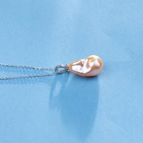 ANGEPERLE/天使之泪淡水珍珠橙色巴洛克吊坠-60cm肖邦链12-15mm - 图1