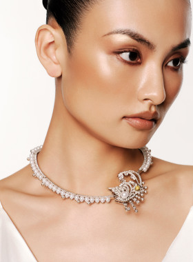 【秀款限定】MOH动物絮语系列水晶羽翎天鹅舞锁骨链珍珠时尚项链