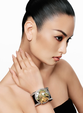 【朱珠共创】MOH年度金标系列金福狮珐琅松影贝母窗景手镯礼物