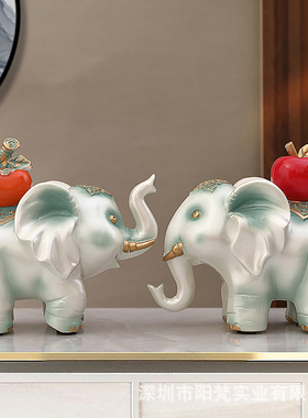 办公室桌面招财大象摆件工艺品新中式家居客厅电视酒柜对象装饰品
