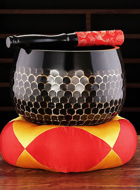 佛具台湾纯铜鱼鳞纹铜磬铜钵日式铜磬供佛磬佛堂摆件寺庙法器