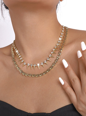 欧美跨境饰品个性爪链铆钉叠戴颈