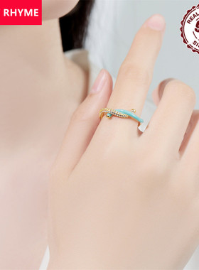 925纯银扭线镶石开口戒指可调节