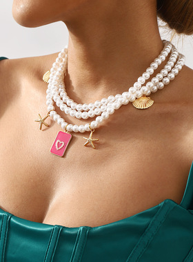 欧美跨境饰品复古海洋风仿珍珠海