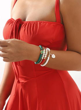 欧美跨境饰品圣诞软陶串珠高端手链套装女 节日礼物手串百搭手饰