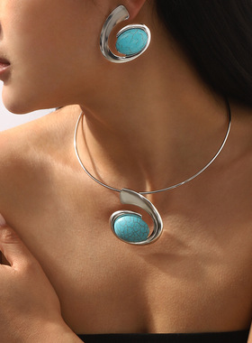 跨境外贸波西米亚夸张潮流松石吊