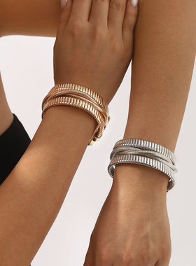 B3334跨境热销简约朋克开口手镯