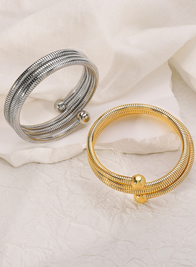 欧美跨境时尚简约流行街拍高端手镯 个性创意几何合金设计感手圈