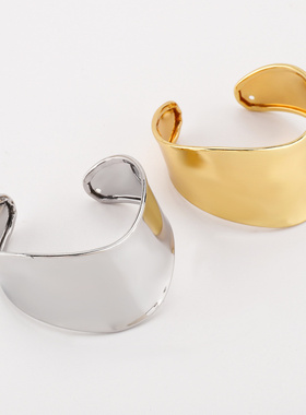 欧美跨境宽版光面不规则个性金属