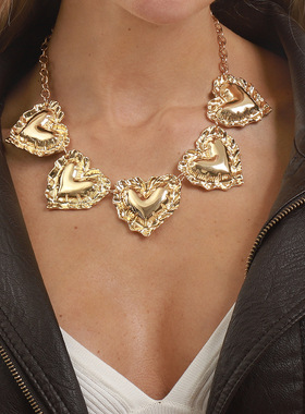 跨境外贸气质个性爱心项链复古轻