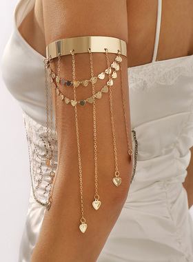 复古链条流苏爱心臂镯气质简约百