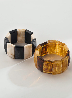 跨境秋冬新款晕染拼接树脂手镯简