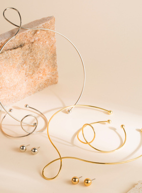 12357欧美个性设计几何金属颈圈