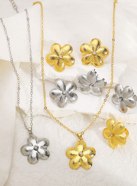 N12182跨境欧美简约花朵吊坠项链