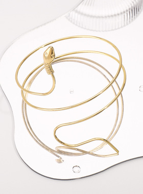 跨境欧美夏季夸张蛇形合金手环 时尚街头小蛇扭曲缠绕臂环女