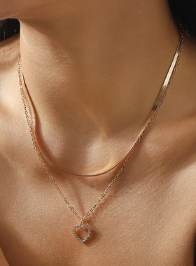 跨境欧美风气质新款百搭多层项链