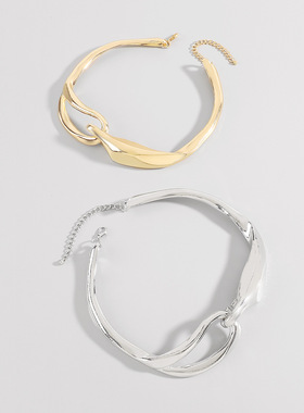 欧美夸张金属风立体环扣项链 轻奢小众设计感嘻哈个性颈链配饰品