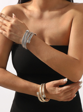 B3331跨境外贸镶钻多层手圈手链