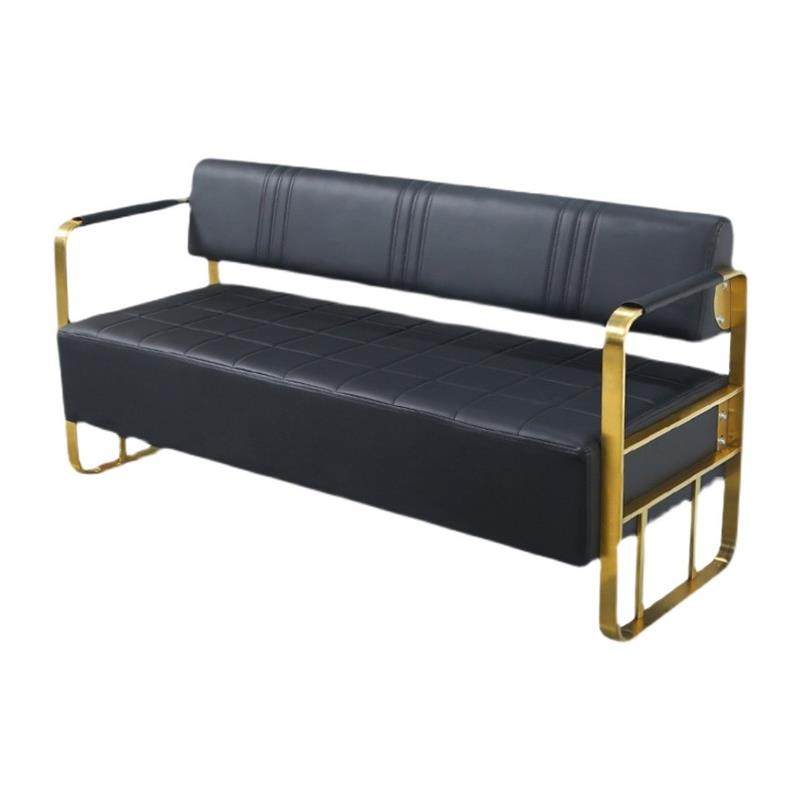 北欧网红美发店沙发等候椅简约轻奢婚纱服装店接待洽谈不锈钢长椅 - 图3