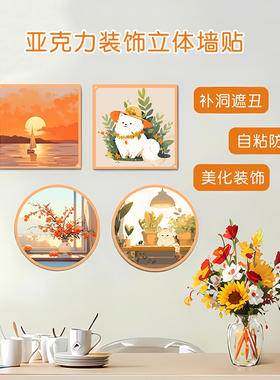 3d亚克力立体装饰墙贴画遮丑补洞