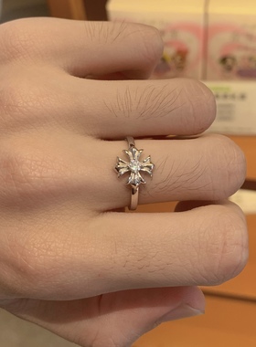 原创鸢尾花戒指男女纯银K罗芯