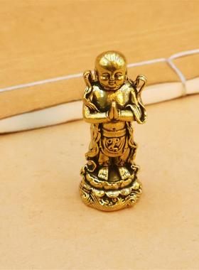 黄铜金童玉女摆件善财子龙