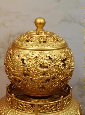 黄铜九转乾坤龙香炉摆件四