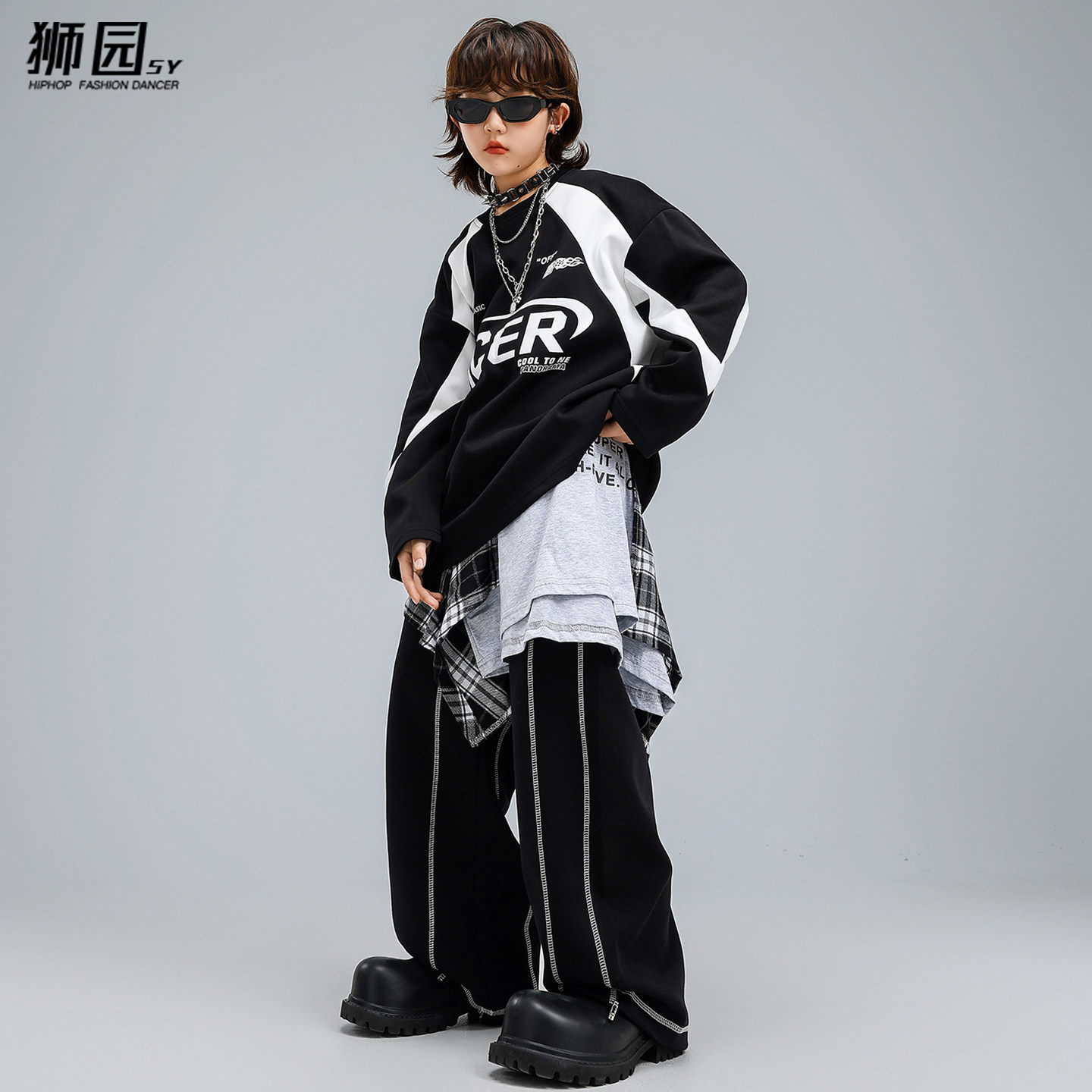 儿童街舞潮服男童嘻哈机车风长袖卫衣酷帅少儿hiphop街舞演出服秋,淘宝优惠券,粉丝福利购,淘宝优惠卷