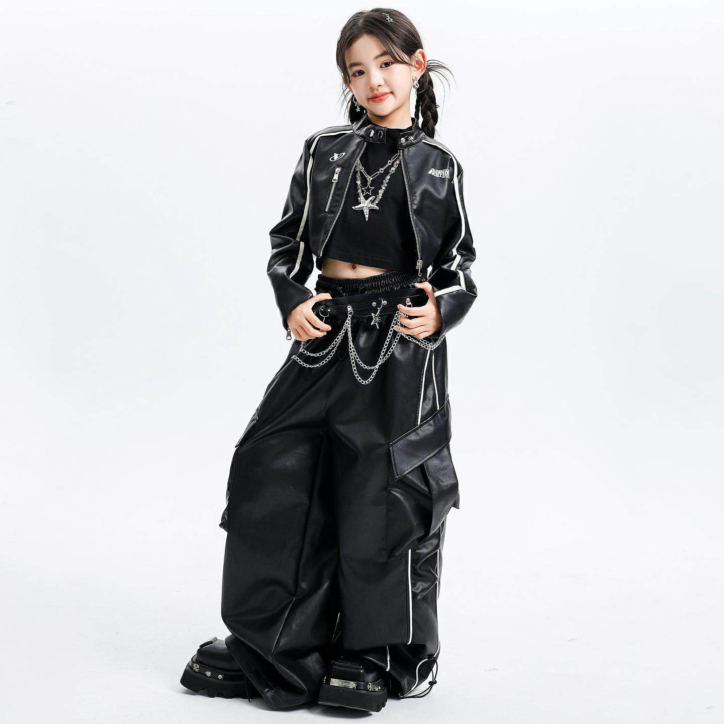 女童爵士舞服装机能风潮酷时髦夹克套装少儿jazz元旦表演服练功服,淘宝优惠券,粉丝福利购,淘宝优惠卷