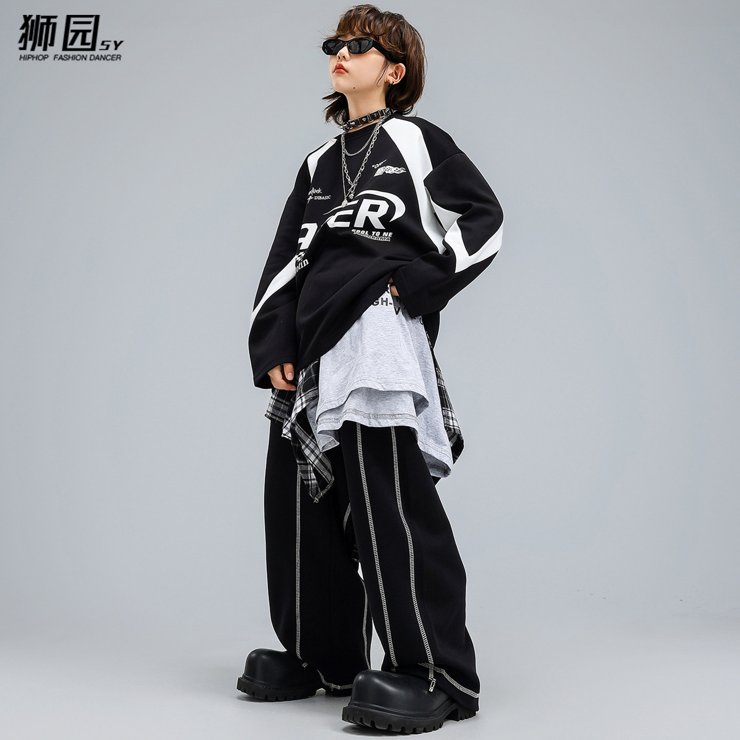 儿童街舞潮服男童嘻哈机车风长袖卫衣酷帅少儿hiphop街舞演出服秋,淘宝优惠券,粉丝福利购,淘宝优惠卷