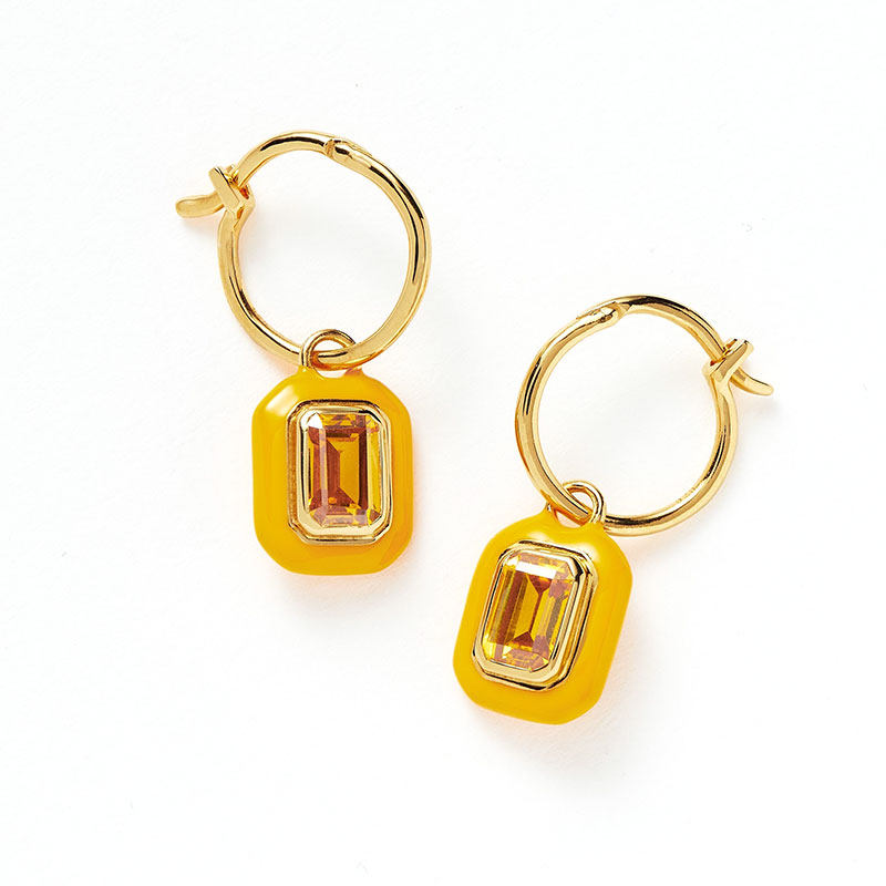 秋冬新品彩色小方糖闪钻可拆卸耳环 wyk耳环