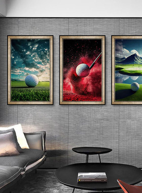 高尔夫球挂画GOLF俱乐部复古手稿装饰画美式球场体育馆墙面壁画