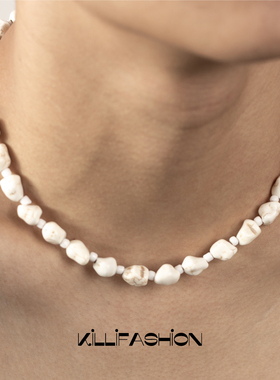 不规则石头串珠项链男女小众设计