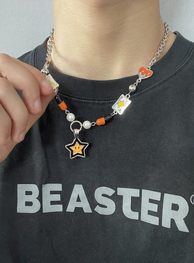 星星吊坠爱心拼接项链