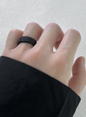 不掉色日月可转动戒指男款高级感