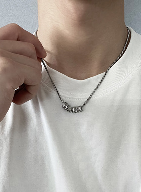 镶钻小蛮腰吊坠钛钢项链