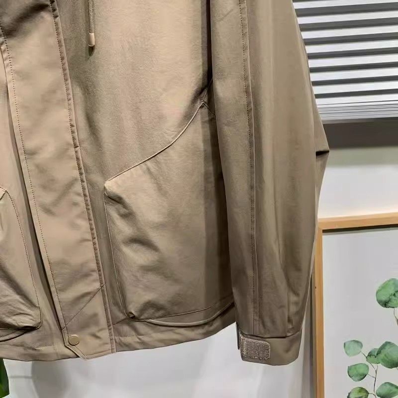 夹克外套男士冲锋衣潮牌上衣纯色连帽时尚潮流新款百搭休闲工装20 - 图2