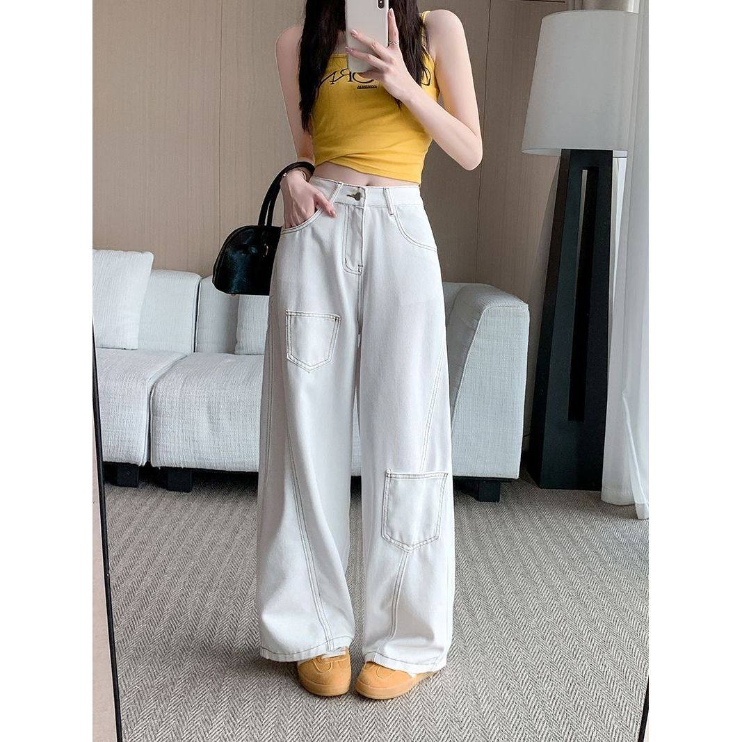 美式复古cleanfit解构弯刀牛仔裤女baggy高级感宽松休闲阔腿裤子,淘宝优惠券,粉丝福利购,淘宝优惠卷