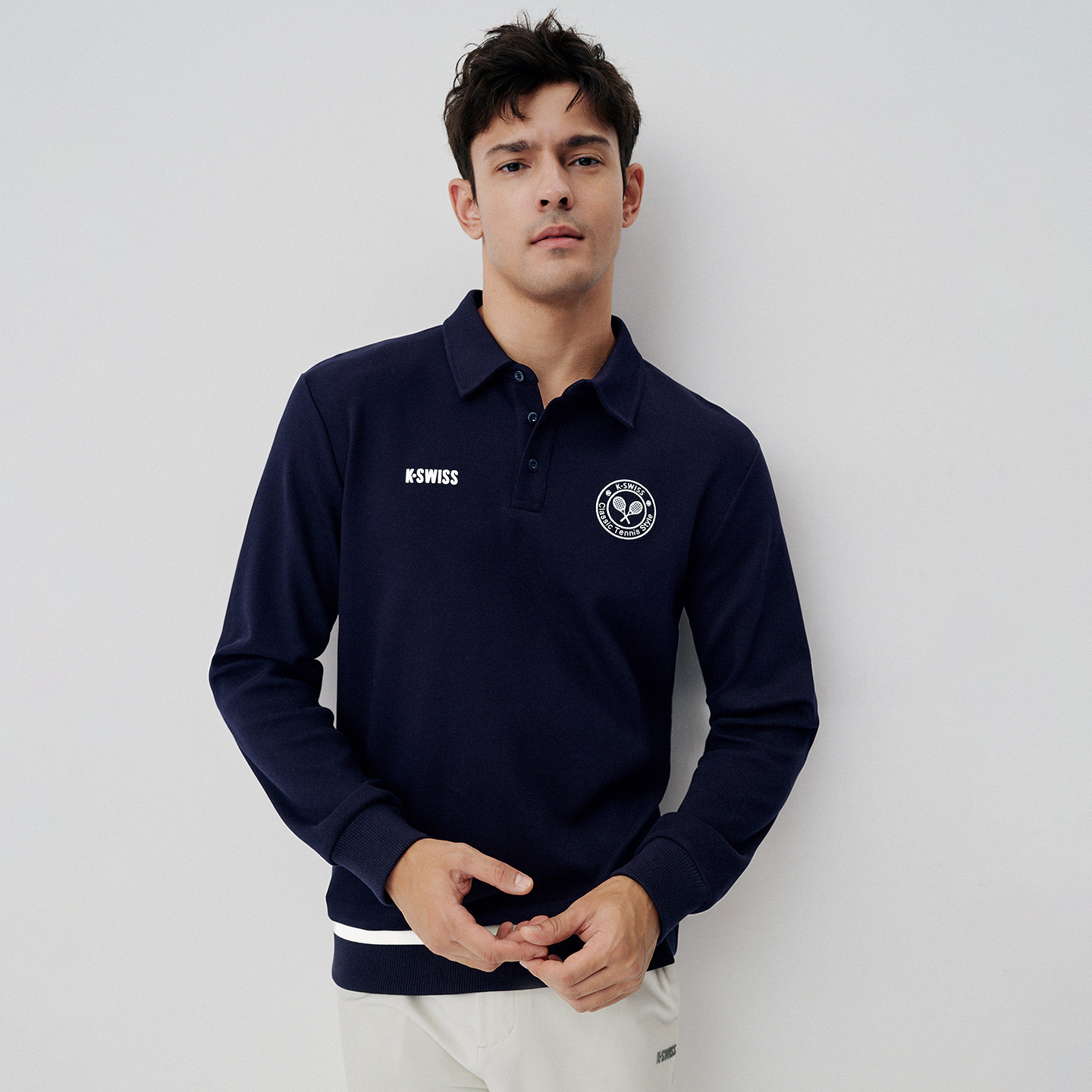 KSWISS盖世威男POLO衫 新款休闲百搭时尚运动长袖上衣T恤1012041,淘宝优惠券,粉丝福利购,淘宝优惠卷