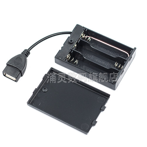 5号电池盒仓座2/3/4/8节带盖开关USB电源接口4.5/6电源led灯牌12v - 图1