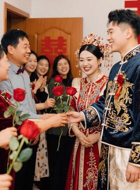 结婚新郎娶亲创意堵门道具仿真花