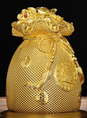钱袋存钱罐摆件招财进宝金元宝聚宝盆福袋储蓄罐家居客厅开业送礼