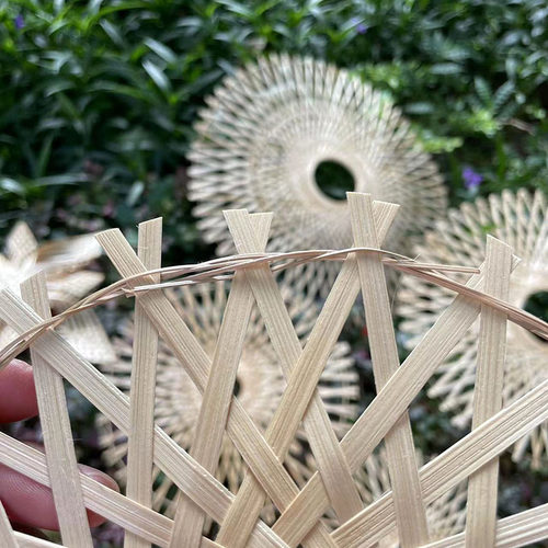 圆形竹编留影区背景墙壁画民宿酒店田园古风雪花装饰精品拍摄道具 - 图2