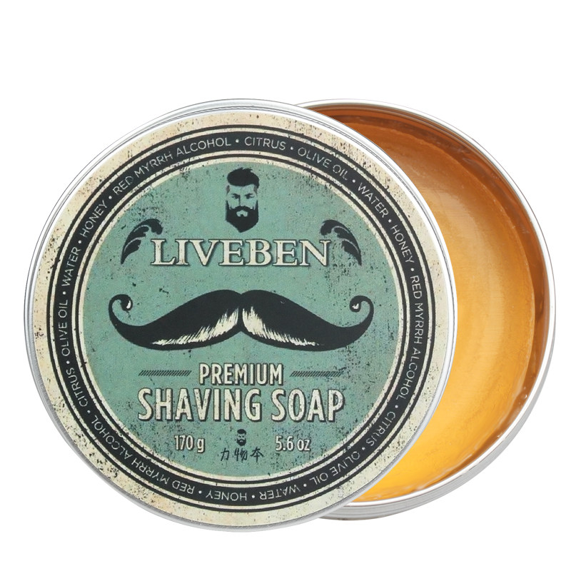 力物本刮胡泡沫刮胡膏固体皂剃须皂 若盛剃须清洁刷