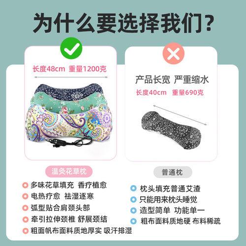 电加热艾草枕头艾灸理疗热敷颈椎专用枕头枕家用艾草护颈椎骨头枕 - 图1