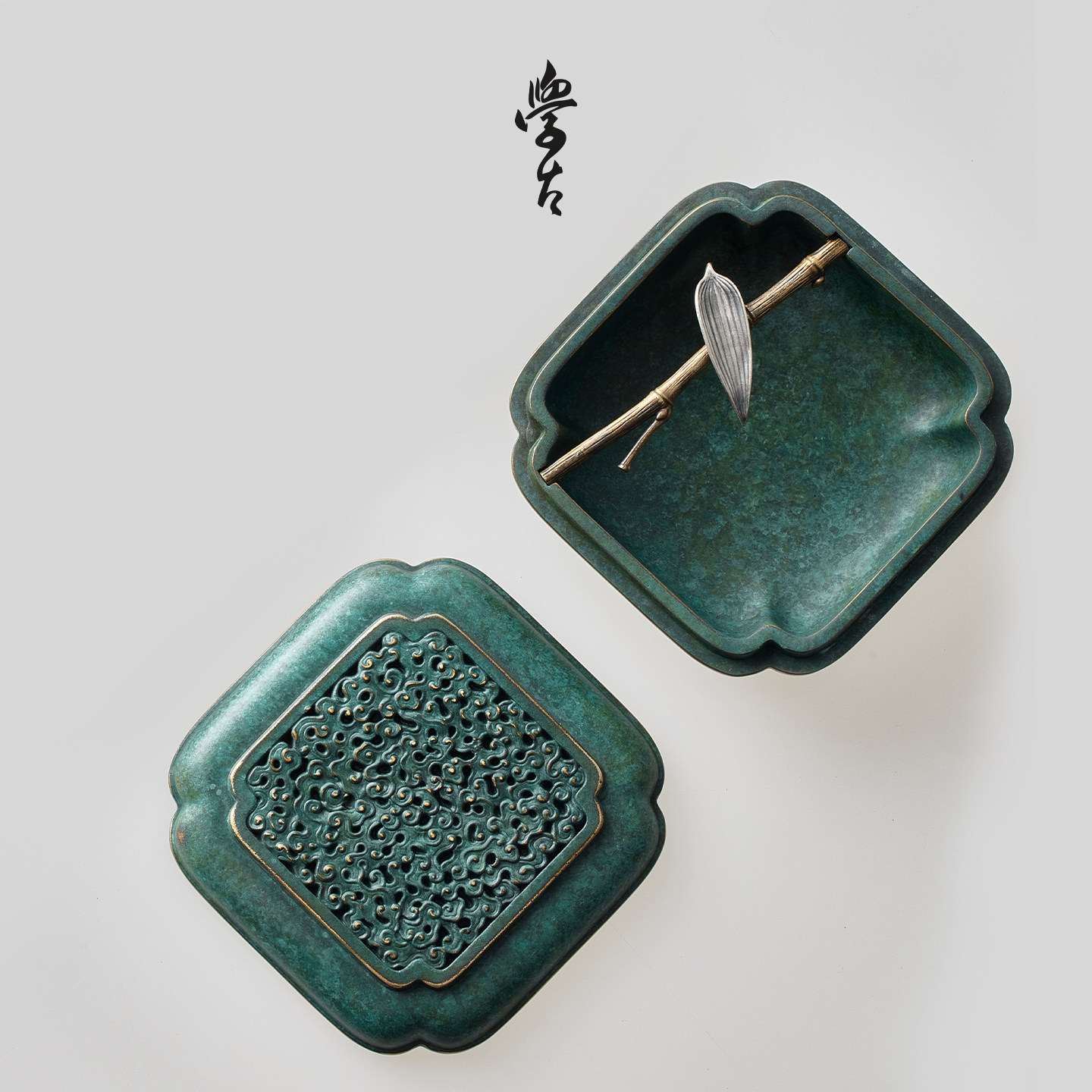 学古|龙溪·和合 纯铜新中式手工有盖烟灰缸老板办公室车载送礼,淘宝优惠券,粉丝福利购,淘宝优惠卷